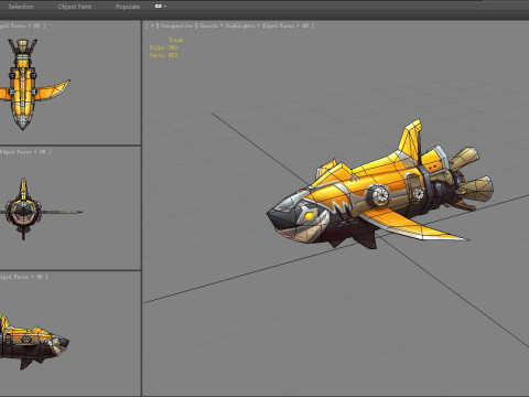Cartoon shark rocket character 3D Model