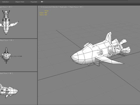 Cartoon shark rocket character 3D Model