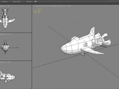 Cartoon shark rocket character 3D Model