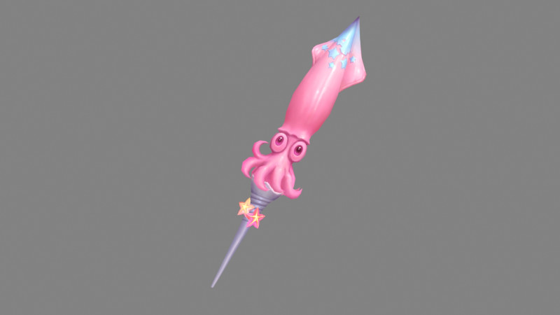 Cartoon pink squid sword 3D Model .c4d .max .obj .3ds .fbx .stl .blend 