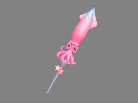 Cartoon pink squid sword 3D मॉडल