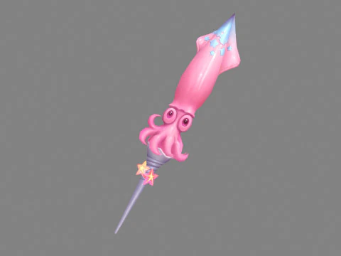 Мультфільм рожевий кальмар меч 3D Модель