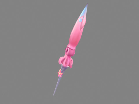 Cartoon pink squid sword 3D Model