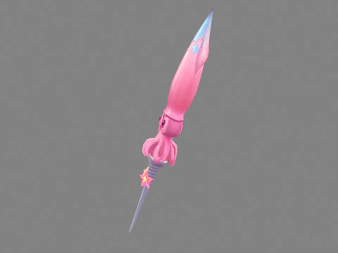 Cartoon pink squid sword 3D Model