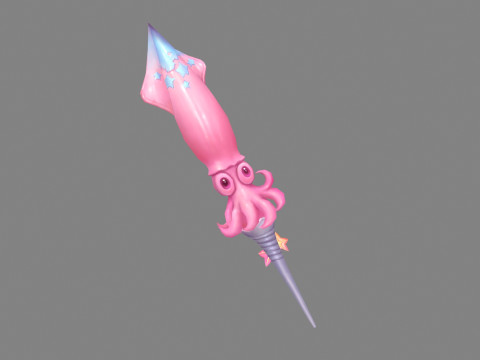 Cartoon pink squid sword 3D Model