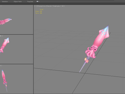 Cartoon pink squid sword 3D Model