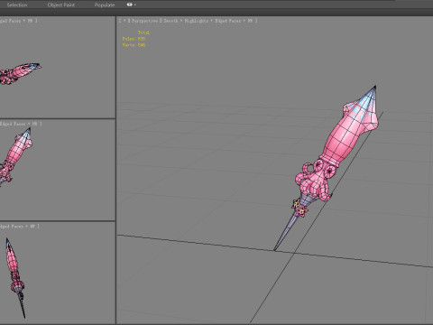 Cartoon pink squid sword 3D Model