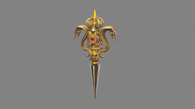 Gold Cobra Dagger - magic weapon 3D Model .c4d .max .obj .3ds .fbx .stl .blend 