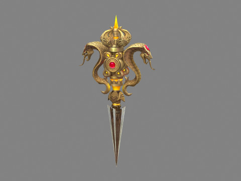Gold Cobra Dagger - magic weapon Model 3D