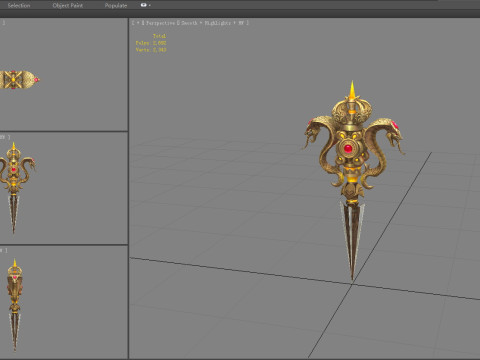Gold Cobra Dagger - magic weapon 3D Model