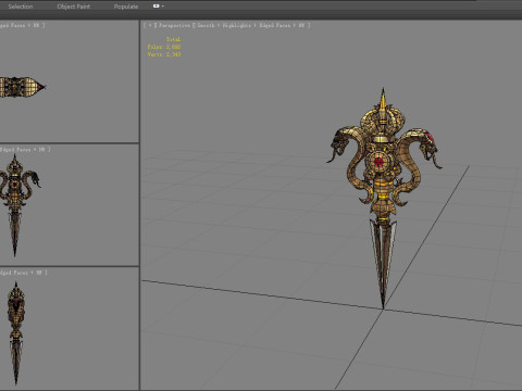 Gold Cobra Dagger - magic weapon 3D Model