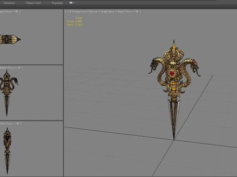 Gold Cobra Dagger - magic weapon 3D Model