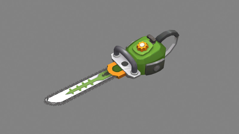 Cartoon chainsaw - cutting tool 3D Модель .c4d .max .obj .3ds .fbx .stl .blend 