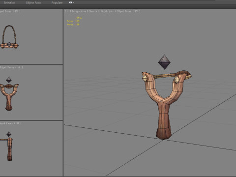 Cartoon wooden slingshot 3D Model