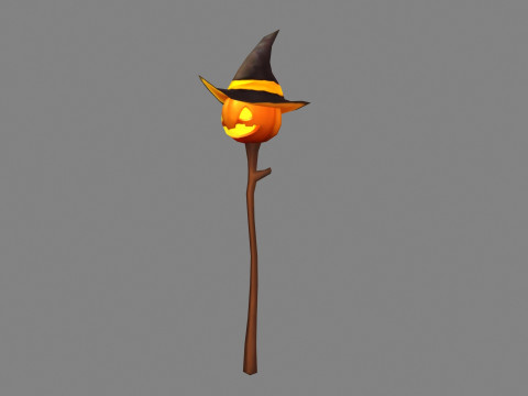 Cartoon pumpkin magic wand Modello 3D
