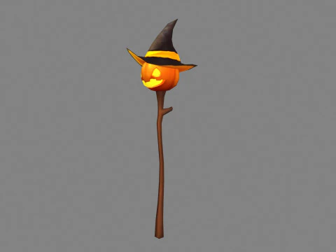 Cartoon pumpkin magic wand 3D Model