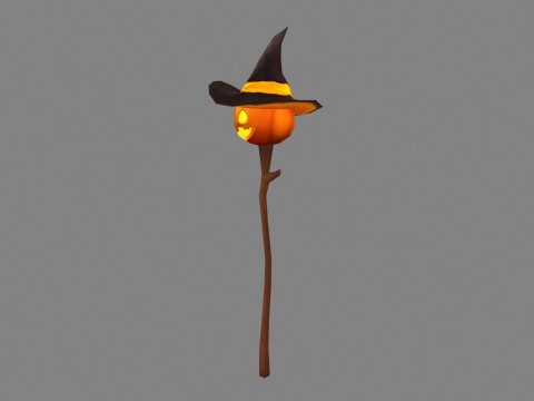 Cartoon pumpkin magic wand Modello 3D