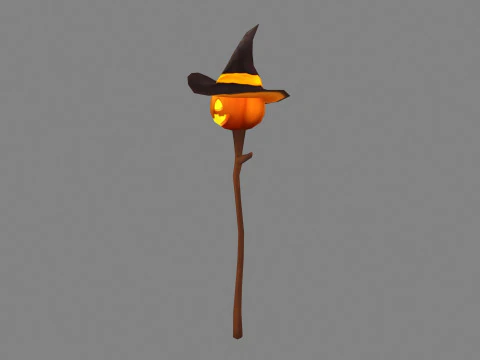 Cartoon pumpkin magic wand 3D Model