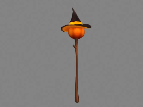 Cartoon pumpkin magic wand 3D Model