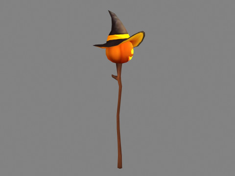 Cartoon pumpkin magic wand Modello 3D