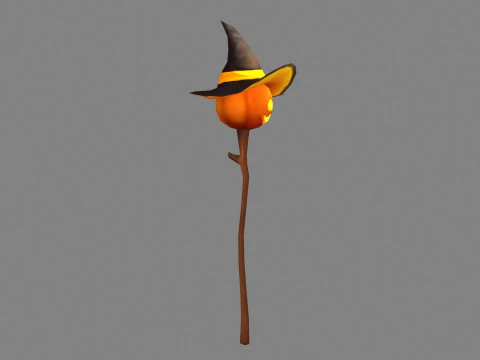 Cartoon pumpkin magic wand 3D Model