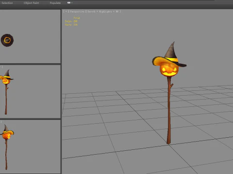 Cartoon pumpkin magic wand 3D Model