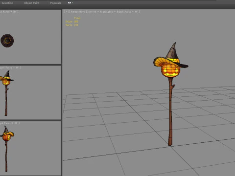 Cartoon pumpkin magic wand 3D Model