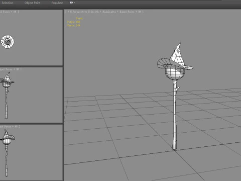 Cartoon pumpkin magic wand 3D Model