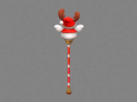 Cartoon christmas snowman magic wand 3D Model