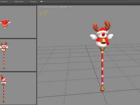 Cartoon christmas snowman magic wand Modello 3D