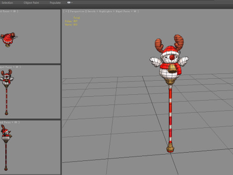 Cartoon christmas snowman magic wand Modello 3D