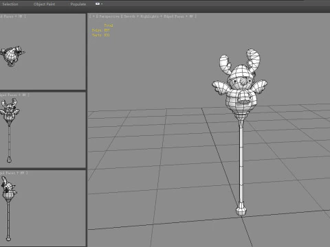 Cartoon christmas snowman magic wand 3D Model