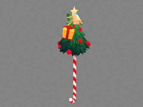 Cartoon christmas tree candy cane 3D Model