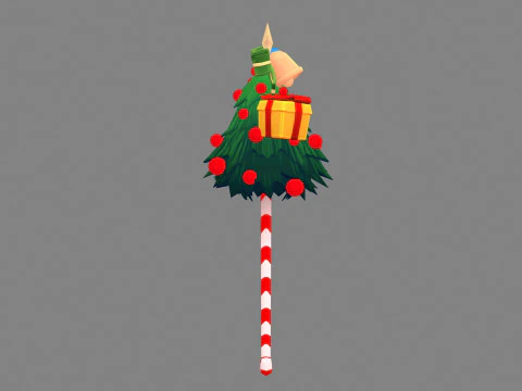 Cartoon christmas tree candy cane 3D Model