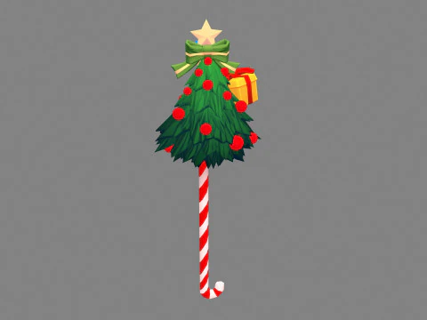 Cartoon christmas tree candy cane 3D Model