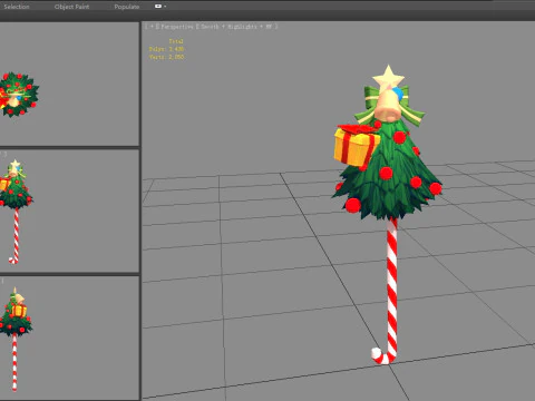 Cartoon christmas tree candy cane 3D Model