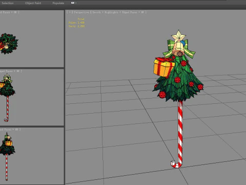 Cartoon christmas tree candy cane 3D Model