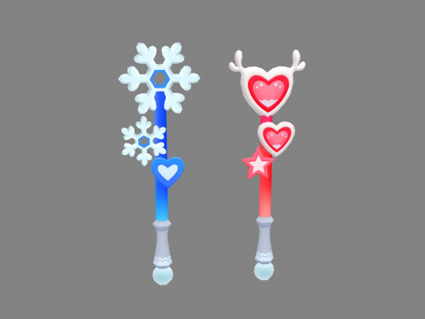 Snowflakes and Love - Cartoon Festival Wand Modelo 3D