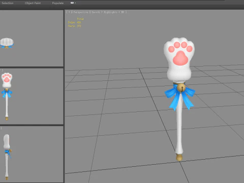 Cartoon cat paw wand 3D Model
