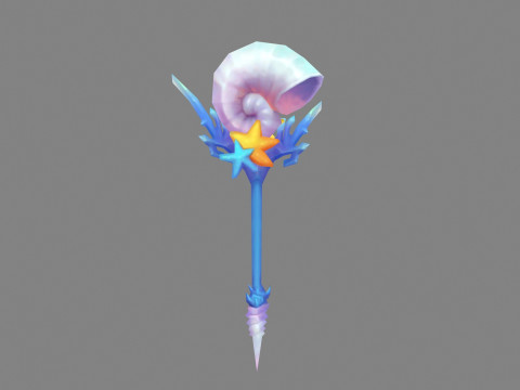 Cartoon conch shell wand - Conch Horn 3D Model