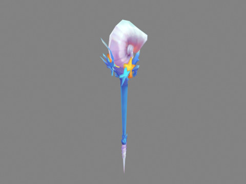 Cartoon conch shell wand - Conch Horn 3D Model