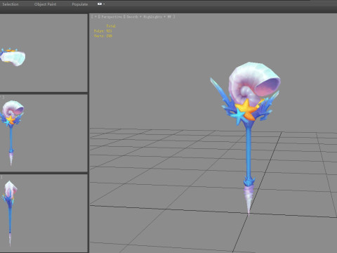 Cartoon conch shell wand - Conch Horn 3D Model