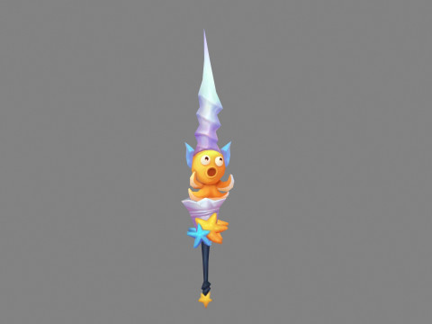 Cartoon starfish octopus sword Model 3D