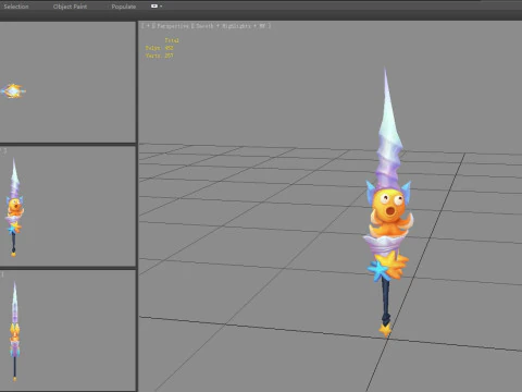 Cartoon starfish octopus sword 3D Model