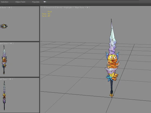 Cartoon starfish octopus sword 3D Model