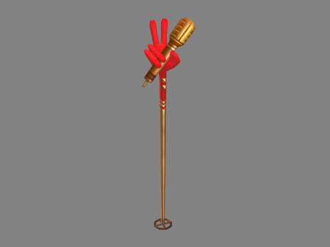 Cartoon microphone - V-sign 3D Model