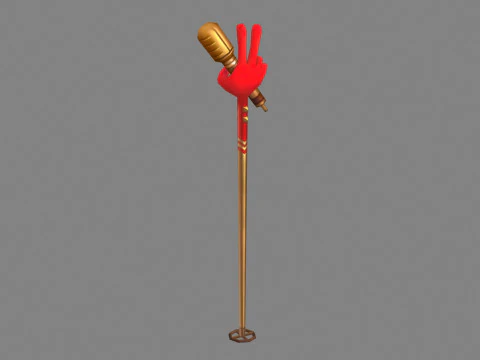 Cartoon microphone - V-sign 3D Model