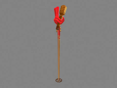 Cartoon microphone - V-sign 3D Model