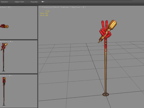 Cartoon microphone - V-sign 3D Model