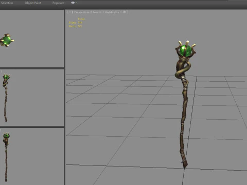 Emerald magic wand 3D Model